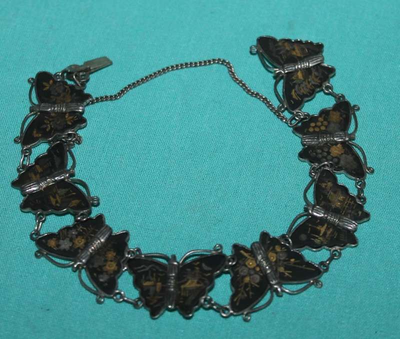 1940`s Japanese Damascene Butterfly Bracelet