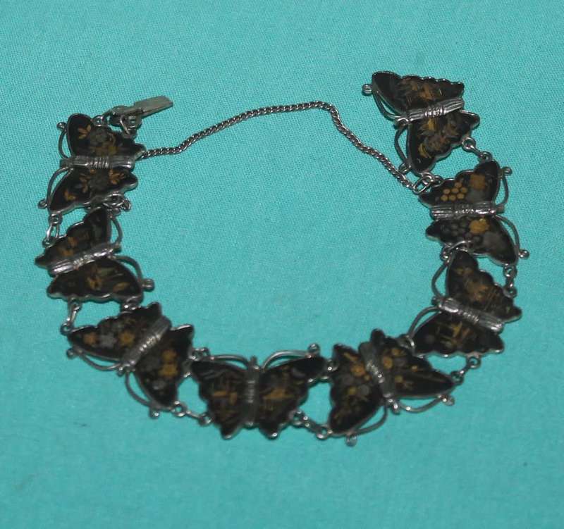 1940`s Japanese Damascene Butterfly Bracelet