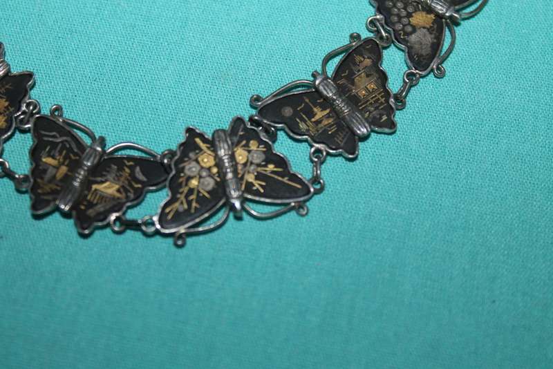 1940`s Japanese Damascene Butterfly Bracelet