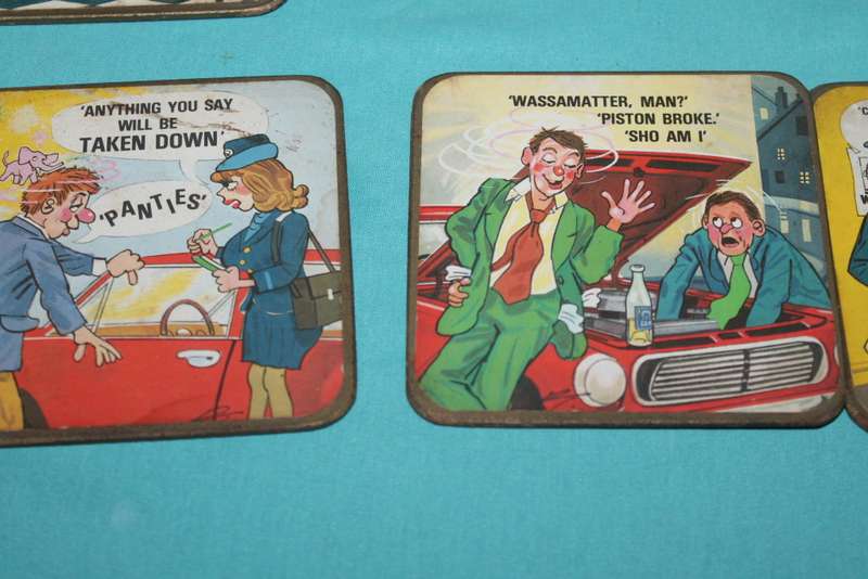 6 Vintage Naughty Coasters