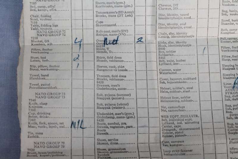 SADF Passbook, Bible, sewing kit, bank book, SADF Driver`s License and kits Receipts.