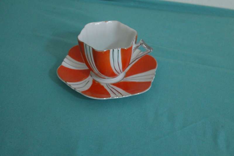 Retro Orange Cup and Saucer