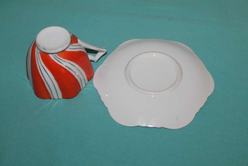 Retro Orange Cup and Saucer