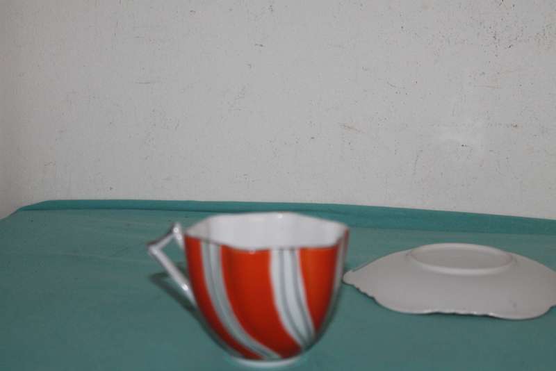 Retro Orange Cup and Saucer