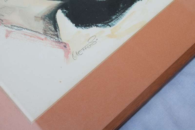 2 Framed Drawings behind Glass