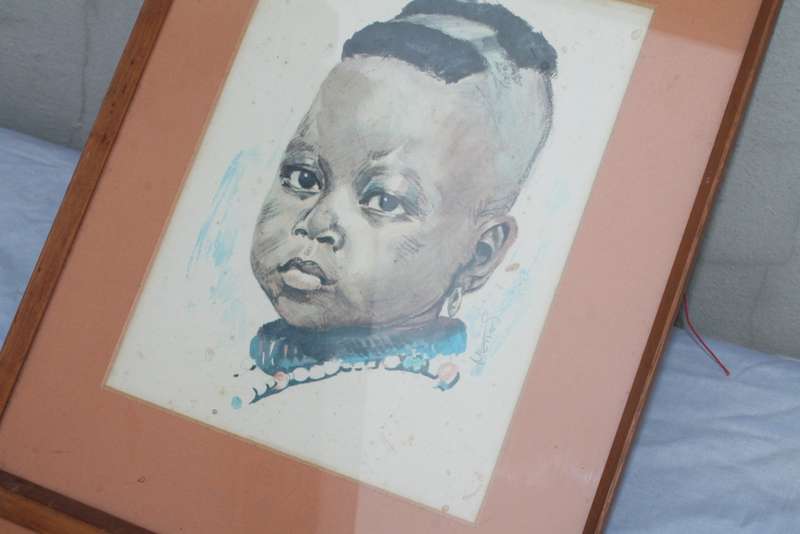 2 Framed Drawings behind Glass