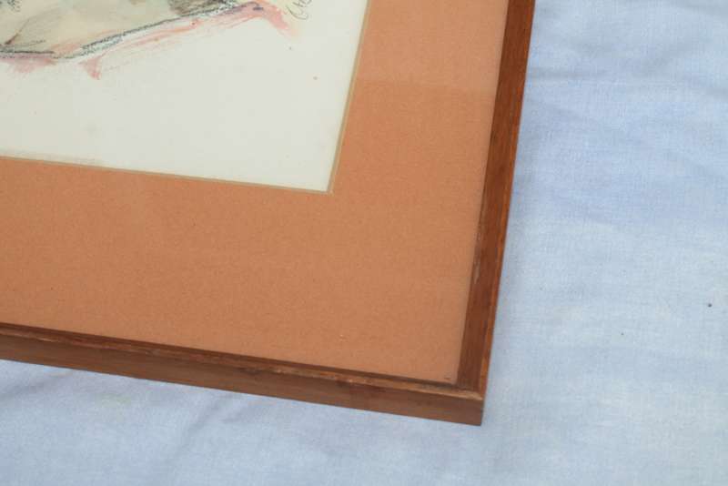2 Framed Drawings behind Glass