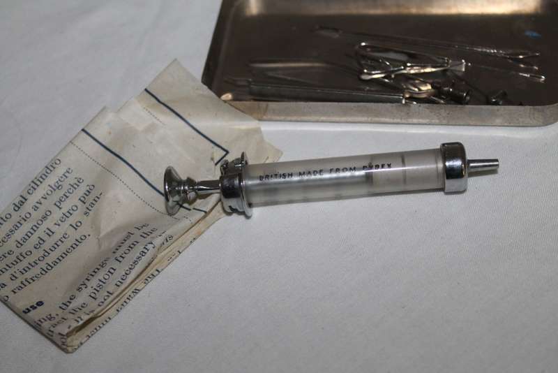 Glass Syringe in metal box