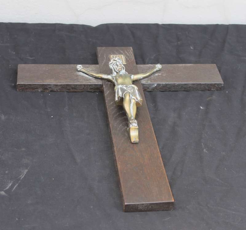 Wooden Cross with Brass Jesus Figure