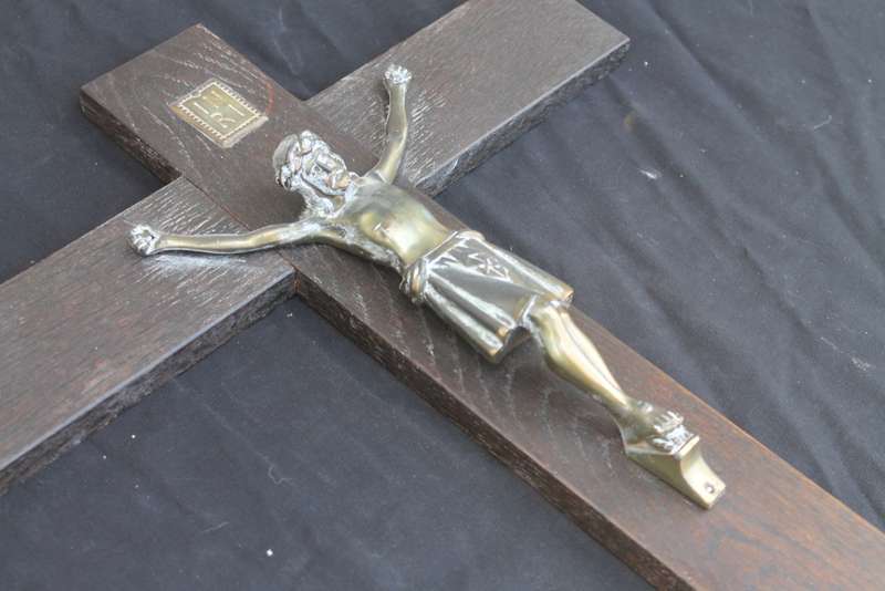 Wooden Cross with Brass Jesus Figure