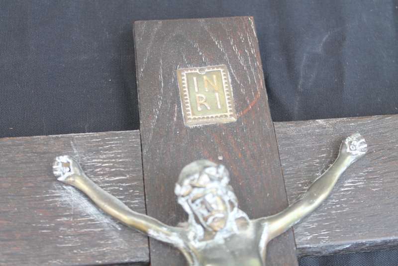Wooden Cross with Brass Jesus Figure