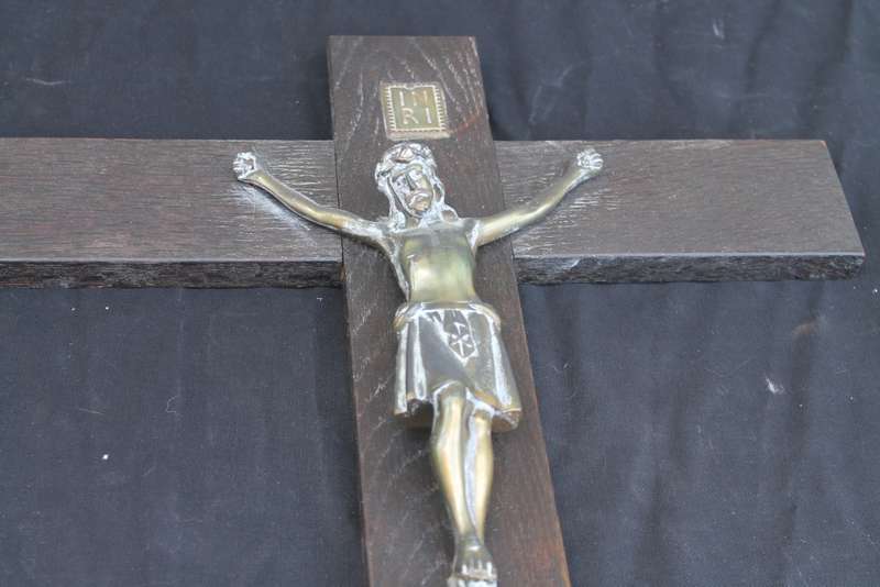 Wooden Cross with Brass Jesus Figure