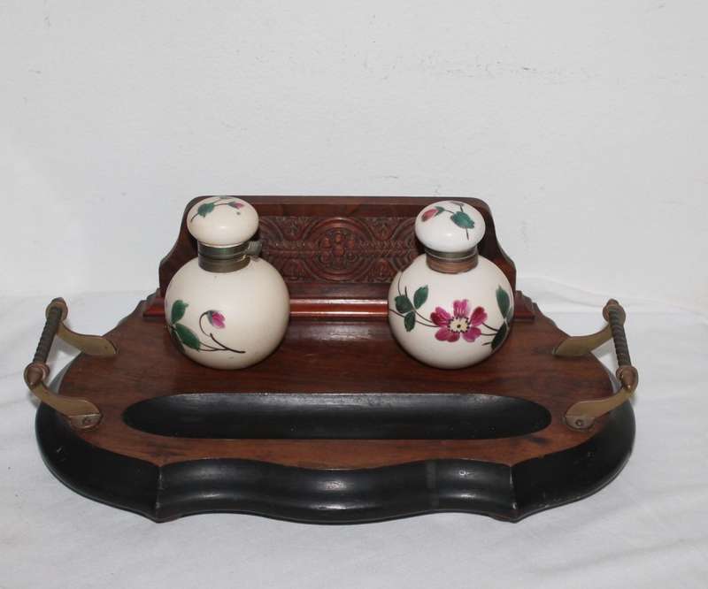 Vintage inkwells on stand