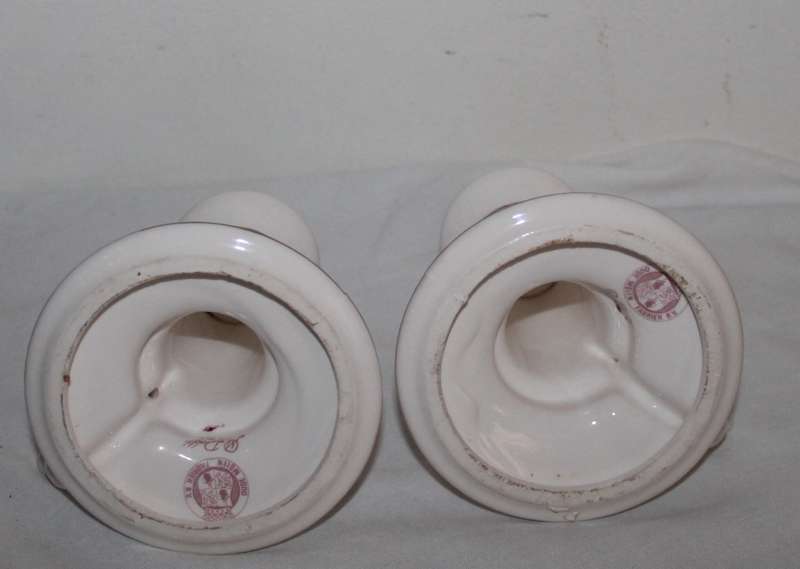 2 Pink Delft Candle holders