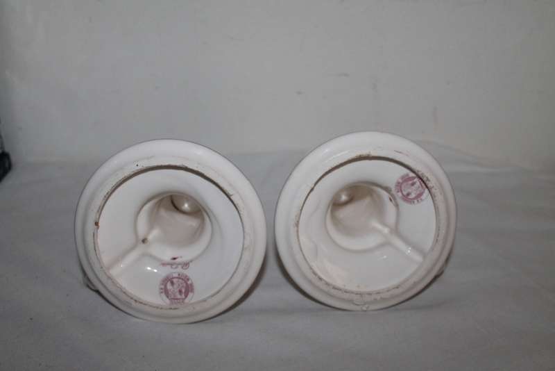 2 Pink Delft Candle holders