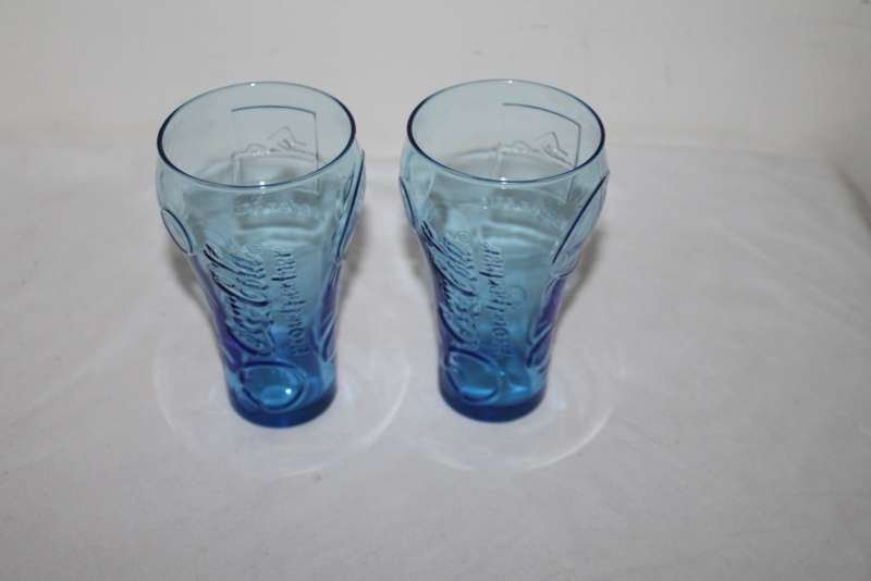 2 Blue Coke Glasses London