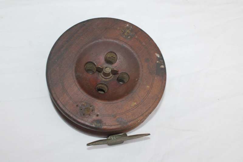 Wood and Brass Fishing Reel