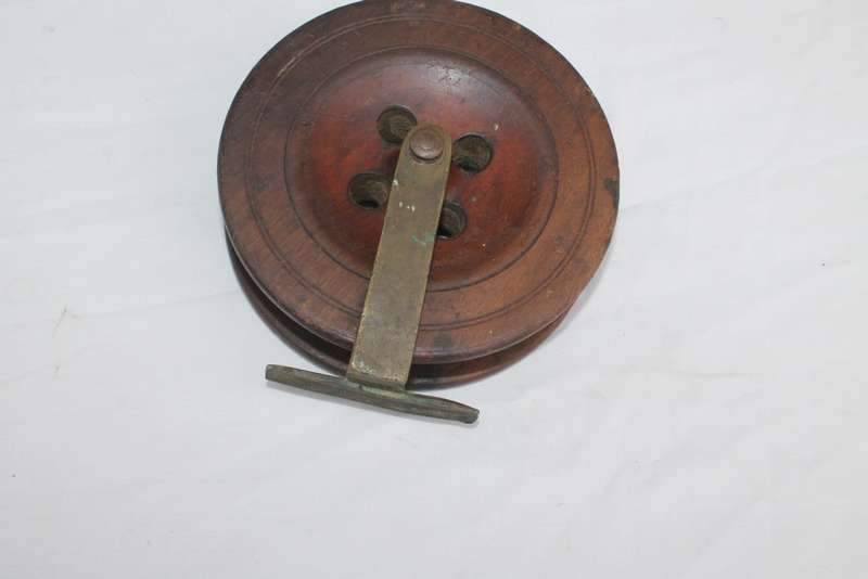Wood and Brass Fishing Reel