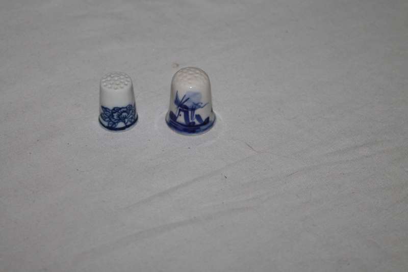 2 Blue and White Thimbles