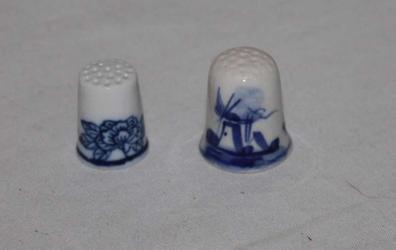 2 Blue and White Thimbles