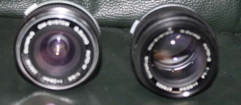 Olympus OM 1 Film Camera with three lenses