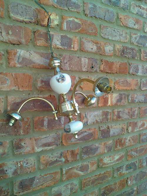 3 Light Brass Hanging Light Fitting