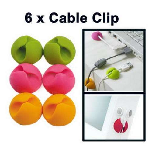 6 x Multipurpose Cable Clips Cable Drop Organizer