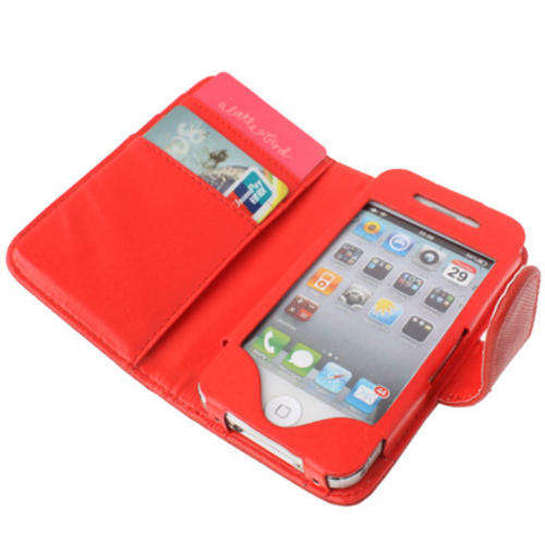 Case / Bag with Credit Card Slot for iPhone 4 & 4S (Red)