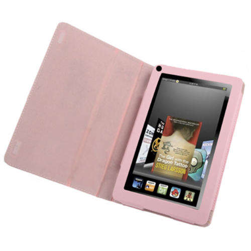 7 inch Book Style Leather Case with Holder for Amazon Kindle Fire (Pink)