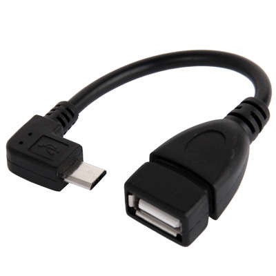 90 Degree Micro USB Male to USB 2.0 AF Adapter Cable with OTG Function, Length: 13cm