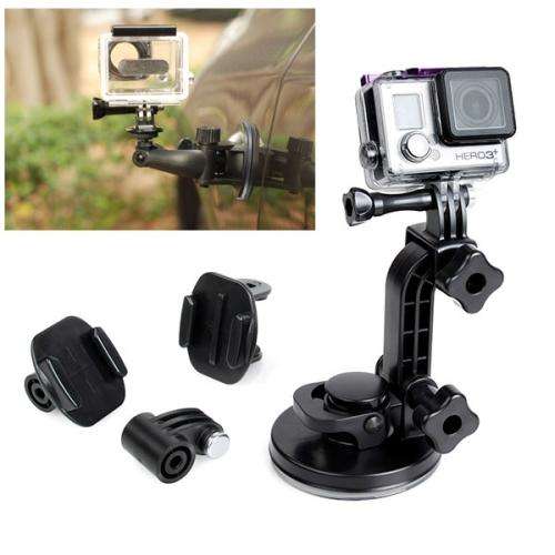 TMC Car Suction Cup Mount + Tripod Adapter + Handle Screw for GoPro Hero 4 / 3+ / 3 / 2(Black)