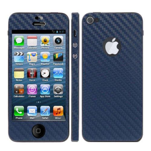 Full Housing Carbon Fiber Skin Sticker for iPhone 5 and 5s(Navy Blue)