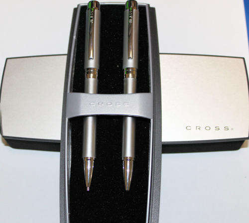 NEW IN BOX CROSS SATIN  PEARLESCENT PEN & PENCIL + 2 REFILLS BONUS
