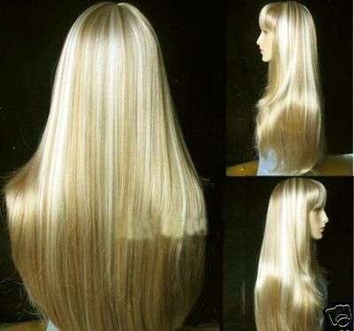 NEW LONG BLONDE STRAIGHT MIX HAIR WIG