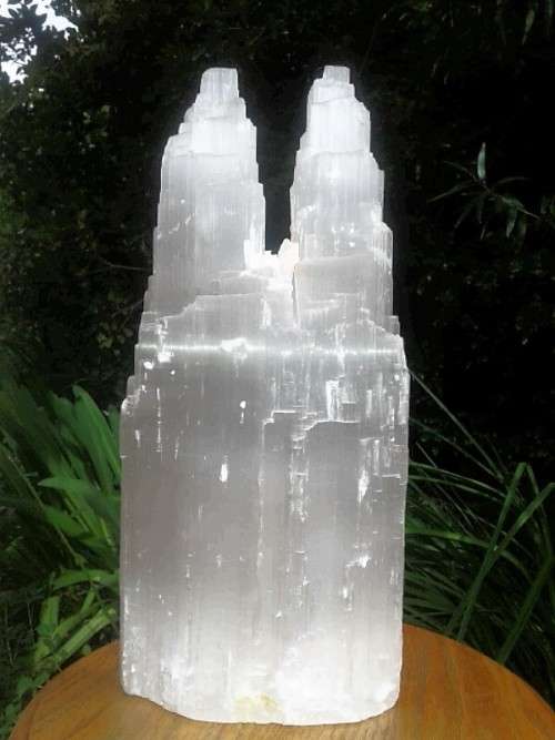 Double Tower Selenite Lamps +-38cm