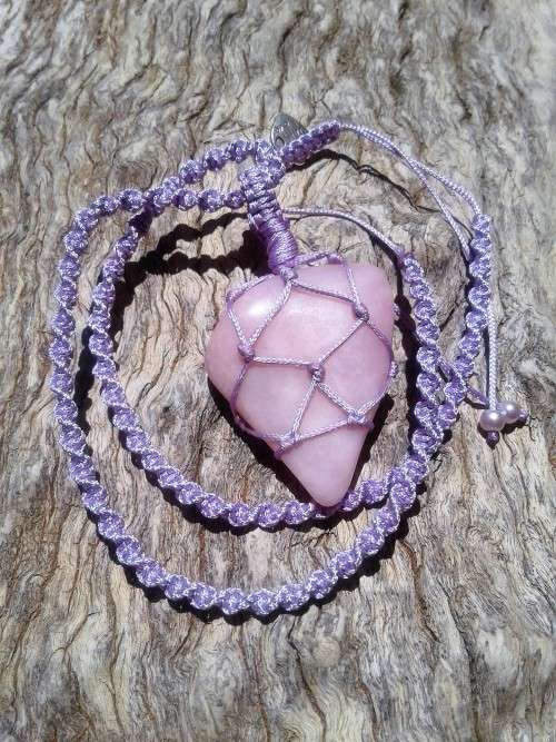 Pink Opal A-Grade macramè necklace