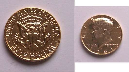 Half DOLLAR ** US COIN ** UNC **  GOLD PLATED  1981 ** JFK  / JOHN F. KENNEDY