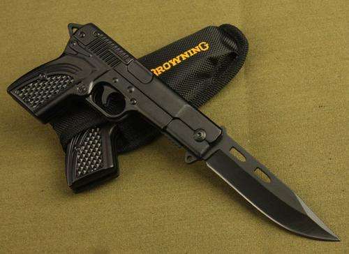 Browning Gun Knife 326 Quick Open Knife 56HRC Nylon Sheath Line Lock Camping Hunting Knife