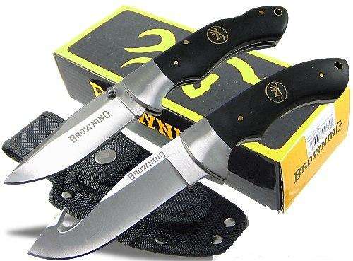 BROWNING COMBO KNIFE - Folding Knife and Fixed Blade Guthook Knife - 2 on Auction!!