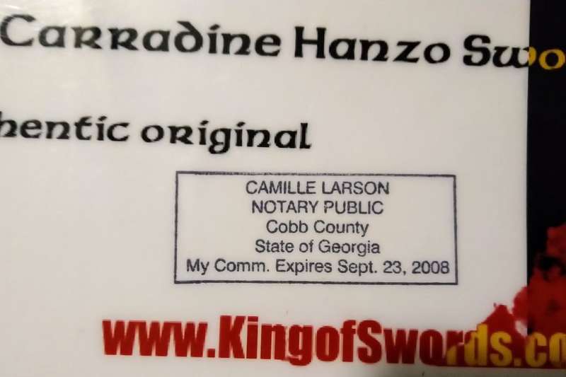 2003 KILL BILL BEATRICE'S HANZO KATANA AUTOGRAPHED BY THE LATE DAVID CARRADINE (1936-2009) WITH COA!