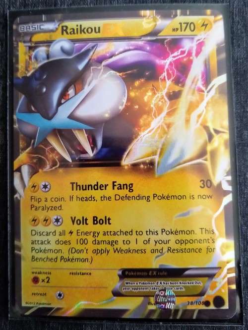 Nintendo Pokemon Trading Cards -Raikou EX - 38/108 - Ultra Rare Black & White 5: Dark Explorers Sing