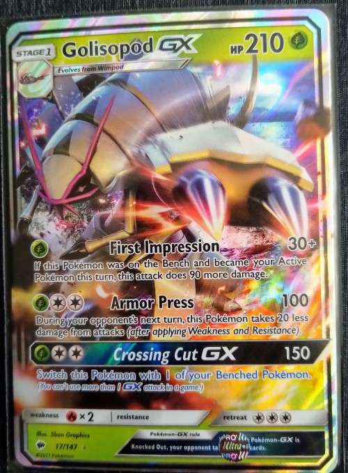 Nintendo Pokemon Trading Cards -Golisopod GX - 17/147 - Ultra Rare Sun and Moon Burning Shadows