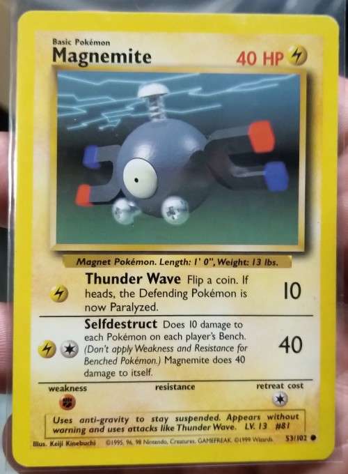 POKEMON CARDS - Magnemite - 53/102  - 1999 Base Set Unlimited Singles