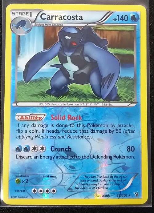 POKEMON CARDS - Carracosta - 26/101 - Rare Reverse Holo Black and White 3: Noble Victories