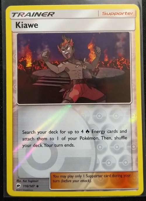 POKEMON CARDS - Kiawe - 116/147 - Reverse Holo Sun and Moon: Burning Shadows