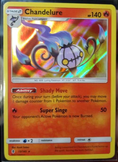 POKEMON CARDS - Chandelure - 13/145 - Holo Rare Sun and Moon: Guardians Rising Singles*