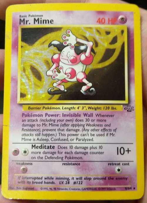 POKEMON CARDS - Mr. Mime - 6/64 - Holo  1999 Jungle Unlimited Singles - MP