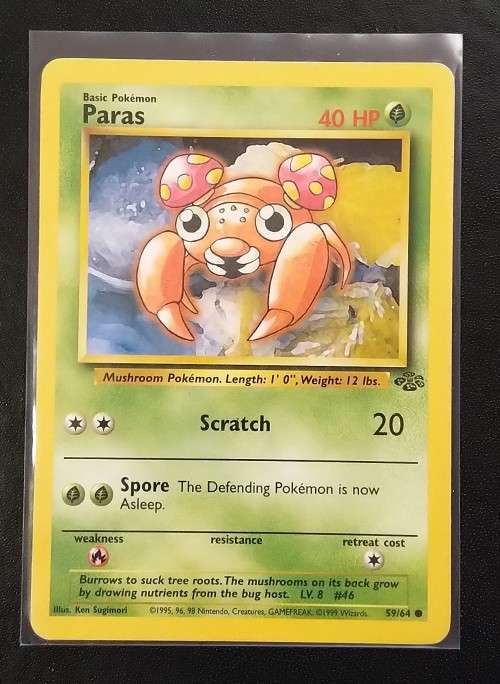 POKEMON CARDS - Paras - 59/64  - 1999 Jungle Unlimited Singles