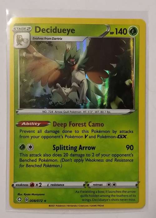 POKEMON CARDS - Decidueye - 8/72 - Rare - Reverse Holo - Shining Fates