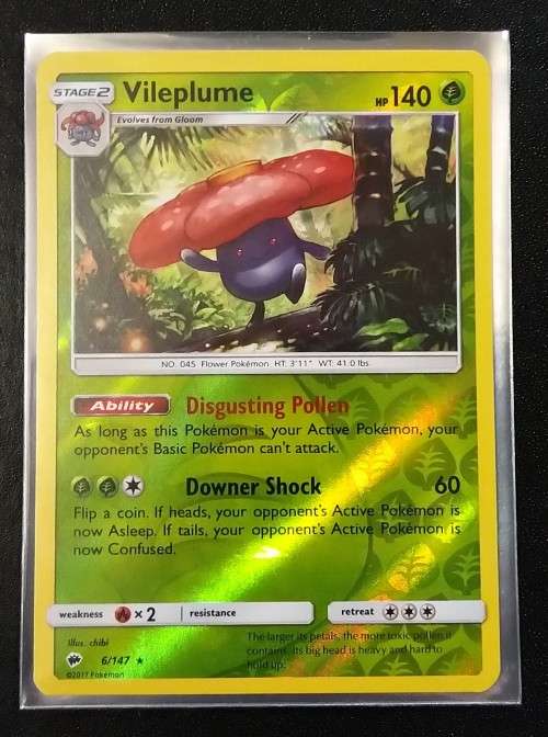 POKEMON CARDS - Vileplume - 6/147 - Holo Rare Reverse Holo - Burning Shadows